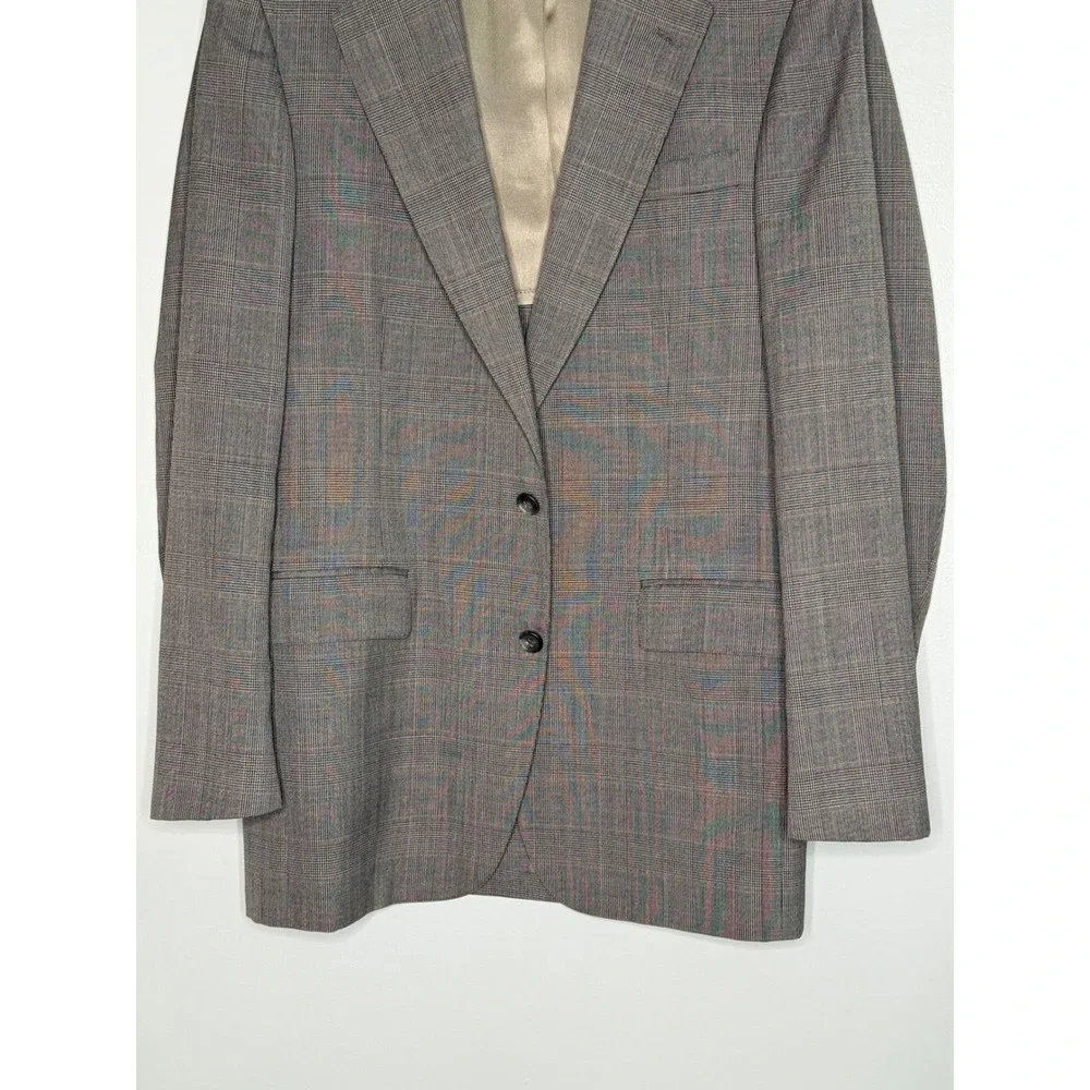 Cricketeer Hecht's Mens Grey Glen Plaid 2 Button Suit Blazer Trousers USA Made - Picture 4 of 11